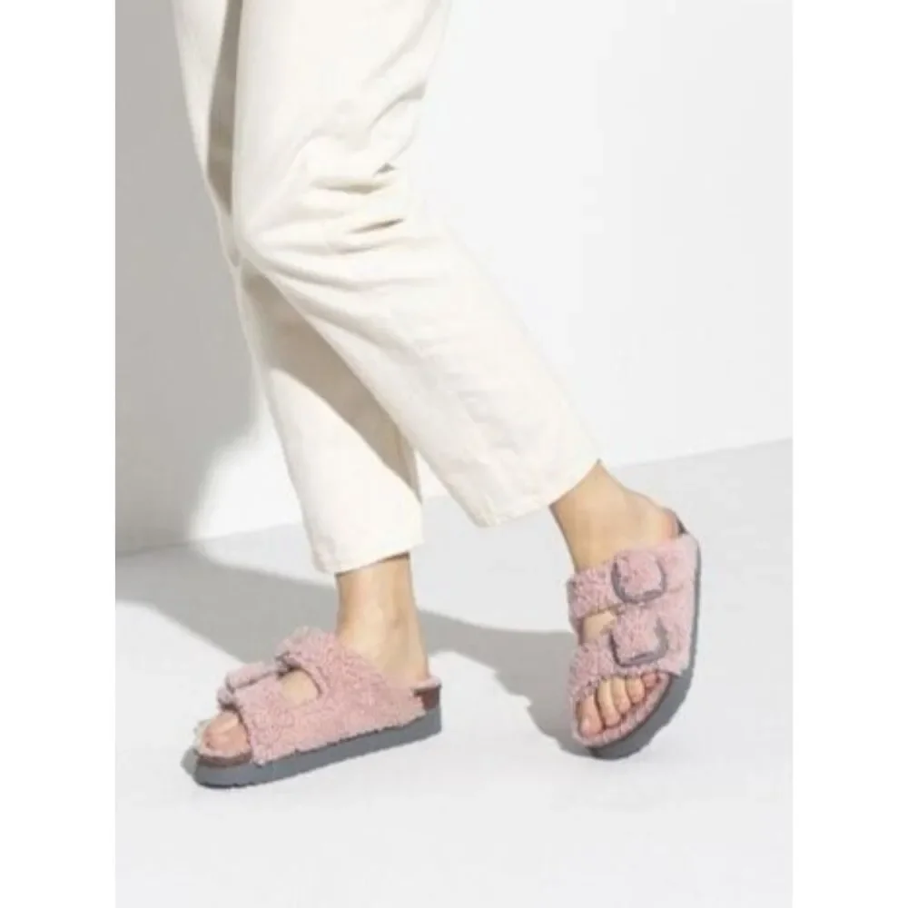 Birkenstock Arizona Crystal Rose Big Buckle Teddy Shearling Sandal EU 42 NIB